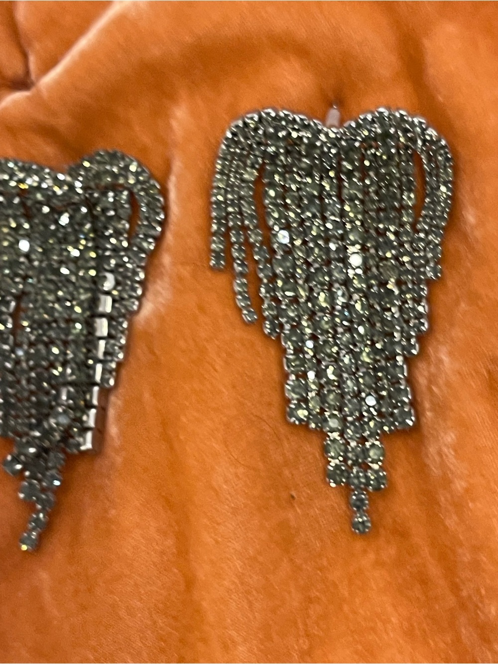 Free People Silver Crystal Fringe Drop Earrings